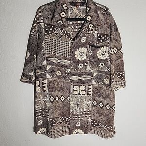 Michael Irvin 88 Mens Shirt size XL Floral Button Down Brown Hawaiian Vintage